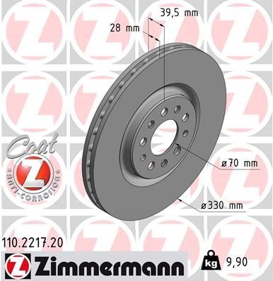 ZIMMERMANN 110.2217.20: Stabdžių diskas Ø: 330mm, vidinis ventiliavimas, Ø: 330mm, padengta COAT Z