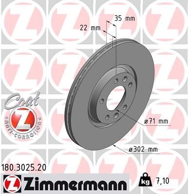 ZIMMERMANN 180.3025.20: Piduriketas Ø: 302mm, välisõhutus, Ø: 302mm, kaetud COAT Z