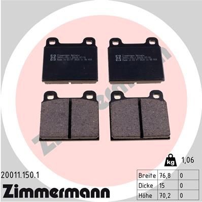 ZIMMERMANN 20011.150.1: Plăcuțe de frână Fotografia corespunde volumului livrării