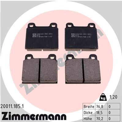 ZIMMERMANN 20011.185.1: Kit pastiglie freni La foto corrisponde al volume di fornitura