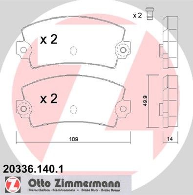 ZIMMERMANN 20336.140.1: Plăcuțe de frână