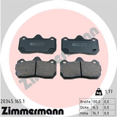 ZIMMERMANN 20345.165.1: Piduriklotsid Foto vastab tarnekomplektile