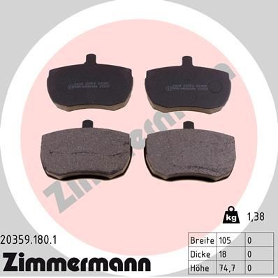 ZIMMERMANN 20359.180.1: Plaquettes de frein