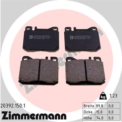 ZIMMERMANN 20392.150.1: Plăcuțe de frână Fotografia corespunde volumului livrării