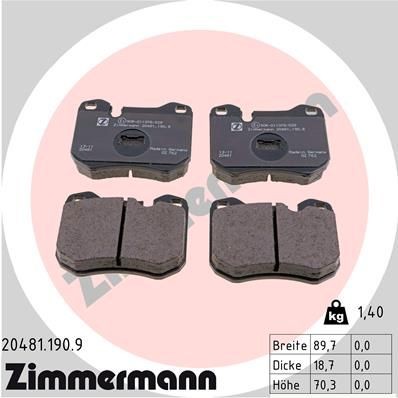 ZIMMERMANN 20481.190.9: Piduriklotsid Foto vastab tarnekomplektile