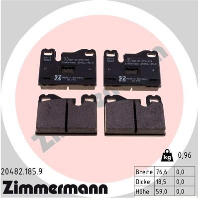 ZIMMERMANN 20482.185.9: Piduriklotsid pb:z Foto vastab tarnekomplektile