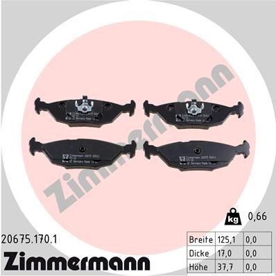 ZIMMERMANN 20675.170.1: Sada brzdových destiček, kotoučová brzda Foto odpovídá rozsahu dodávky