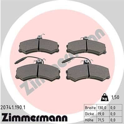 ZIMMERMANN 20741.190.1: Bromsbelägg Fotot motsvarar leveransomfattningen