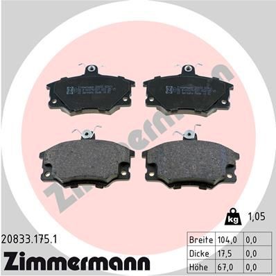 ZIMMERMANN 20833.175.1: Plăcuțe de frână Fotografia corespunde volumului livrării
