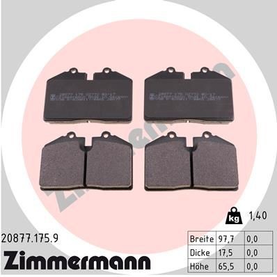 ZIMMERMANN 20877.175.9: Plăcuțe de frână pb:z Fotografia corespunde volumului livrării
