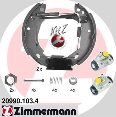 ZIMMERMANN 20990.103.4: Pidurikomplekt, trummelpidur koos rattapiduri silindriga, koos lisadega KIT Z
