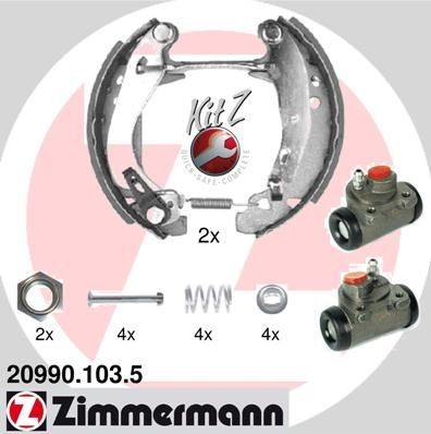 ZIMMERMANN 20990.103.5: Set frana, frana tambur cu cilindru receptor frâna, cu acceasorii KIT Z