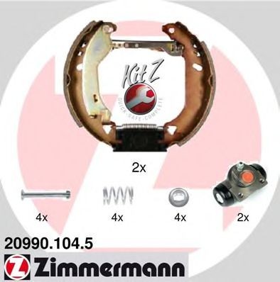 ZIMMERMANN 20990.104.5: Pidurikomplekt, trummelpidur koos rattapiduri silindriga, koos lisadega