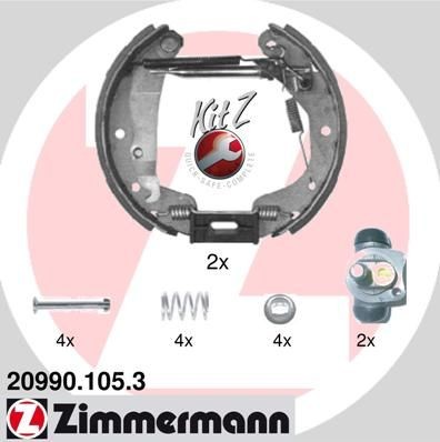 ZIMMERMANN 20990.105.3: Pidurikomplekt, trummelpidur koos rattapiduri silindriga, koos lisadega KIT Z