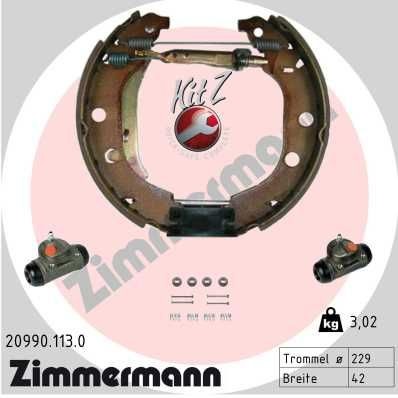 ZIMMERMANN 20990.113.0: Pidurikomplekt, trummelpidur koos rattapiduri silindriga, Foto vastab tarnekomplektile KIT Z