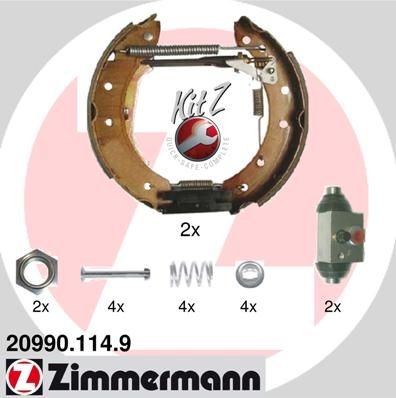 ZIMMERMANN 20990.114.9: Set frana, frana tambur cu cilindru receptor frâna, Fotografia corespunde volumului livrării KIT Z