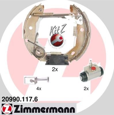 ZIMMERMANN 20990.117.6: Pidurikomplekt, trummelpidur koos rattapiduri silindriga, Foto vastab tarnekomplektile KIT Z