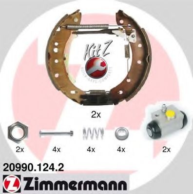 ZIMMERMANN 20990.124.2: Bremžu komplekts, Trumuļu bremzes ar riteņu bremžu cilindru, ar piederumiem