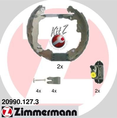 ZIMMERMANN 20990.127.3: Stabdžių rinkinys, būgniniai stabdžiai su ratų stabdžių cilindru, Nuotrauka atitinka pristatytą prekę KIT Z