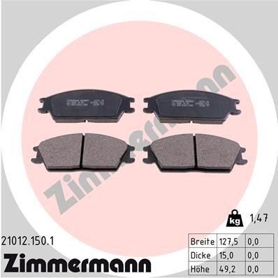 ZIMMERMANN 21012.150.1: Plăcuțe de frână Fotografia corespunde volumului livrării