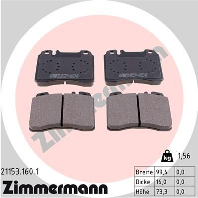 ZIMMERMANN 21153.160.1: Plăcuțe de frână Fotografia corespunde volumului livrării