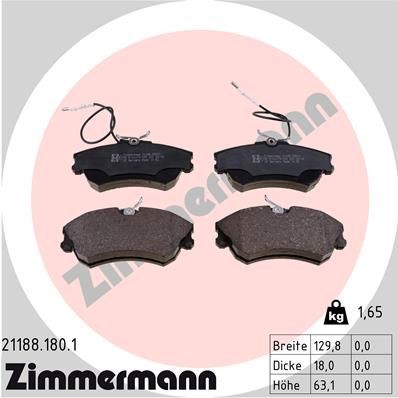 ZIMMERMANN 21188.180.1: Plăcuțe de frână Fotografia corespunde volumului livrării