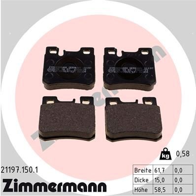 ZIMMERMANN 21197.150.1: Juego de pastillas de freno Foto correspondiente a la entrega