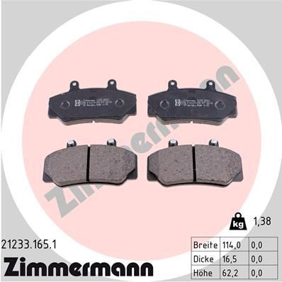 ZIMMERMANN 21233.165.1: Piduriklotsid Foto vastab tarnekomplektile