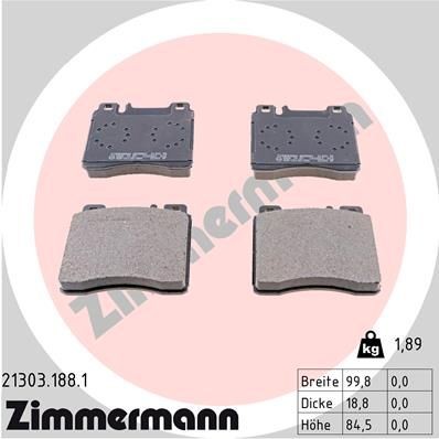 ZIMMERMANN 21303.188.1: Plăcuțe de frână Fotografia corespunde volumului livrării