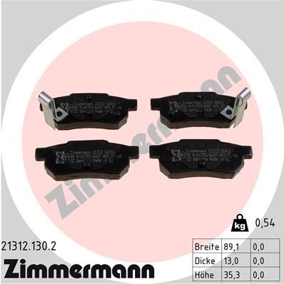ZIMMERMANN 21312.130.2: Sada brzdových destiček, kotoučová brzda Foto odpovídá rozsahu dodávky
