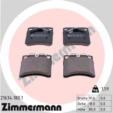 ZIMMERMANN 21634.180.1: Plăcuțe de frână Fotografia corespunde volumului livrării