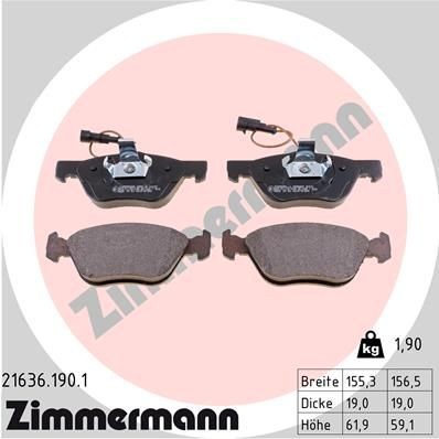 ZIMMERMANN 21636.190.1: Bremseklodser Billede svarer til leveringsomfang