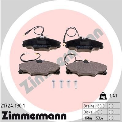 ZIMMERMANN 21724.190.1: Sada brzdových destiček, kotoučová brzda Foto odpovídá rozsahu dodávky, se šrouby