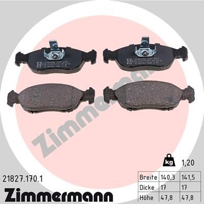 ZIMMERMANN 21827.170.1: Stabdžių kaladėlės Nuotrauka atitinka pristatytą prekę