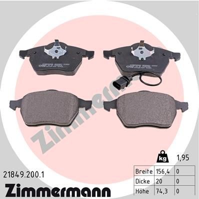 ZIMMERMANN 21849.200.1: Stabdžių kaladėlės Nuotrauka atitinka pristatytą prekę