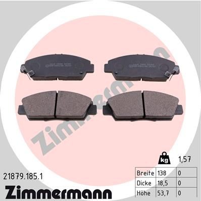 ZIMMERMANN 21879.185.1: Plăcuțe de frână Fotografia corespunde volumului livrării