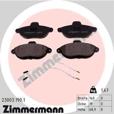 ZIMMERMANN 23003.190.1: Plaquettes de frein La photo correspond au contenu de la livraison