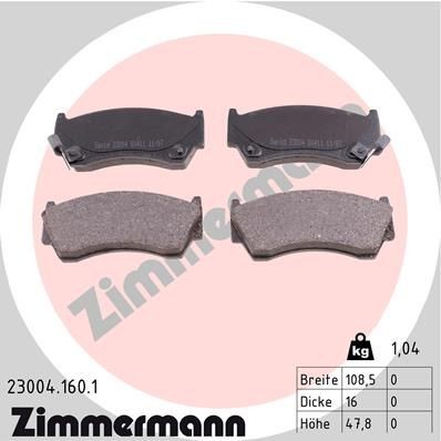 ZIMMERMANN 23004.160.1: Plăcuțe de frână Fotografia corespunde volumului livrării