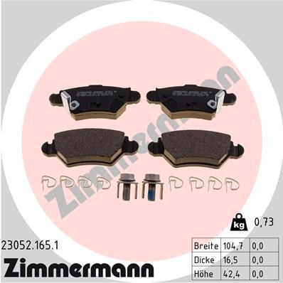 ZIMMERMANN 23052.165.1 Bremsbeläge Foto entspricht Lieferumfang, mit Feder, mit Schrauben