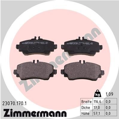 ZIMMERMANN 23070.170.1: Plăcuțe de frână Fotografia corespunde volumului livrării