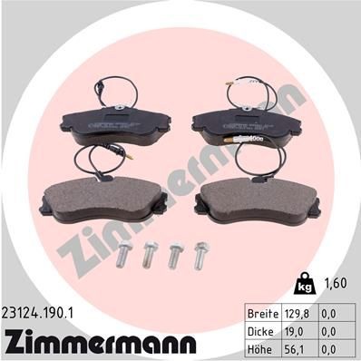 ZIMMERMANN 23124.190.1: Plăcuțe de frână Fotografia corespunde volumului livrării, cu suruburi