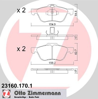 ZIMMERMANN 23160.170.1: Bromsbelägg
