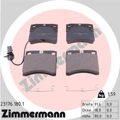 ZIMMERMANN 23176.180.1: Plăcuțe de frână Fotografia corespunde volumului livrării, cu arc