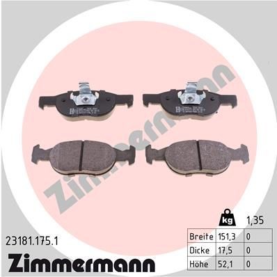 ZIMMERMANN 23181.175.1: Plăcuțe de frână Fotografia corespunde volumului livrării