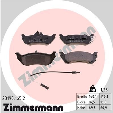 ZIMMERMANN 23190.165.2: Plăcuțe de frână Fotografia corespunde volumului livrării