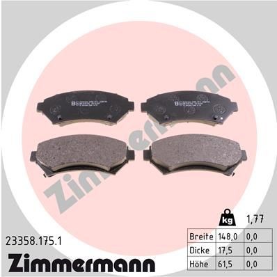 ZIMMERMANN 23358.175.1: Plăcuțe de frână Fotografia corespunde volumului livrării