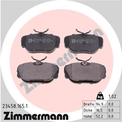 ZIMMERMANN 23458.165.1: Piduriklotsid Foto vastab tarnekomplektile