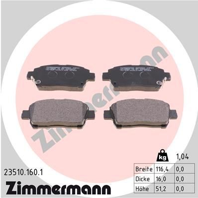 ZIMMERMANN 23510.160.1: Piduriklotsid Foto vastab tarnekomplektile