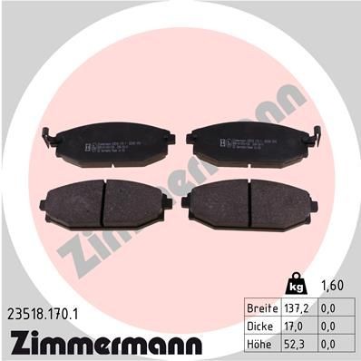 ZIMMERMANN 23518.170.1: Piduriklotsid Foto vastab tarnekomplektile
