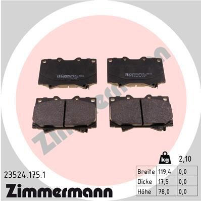 ZIMMERMANN 23524.175.1: Piduriklotsid Foto vastab tarnekomplektile